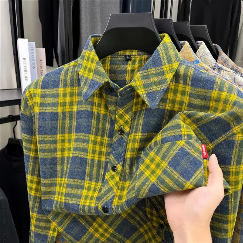 Flannel Shirt Lined - Мужские длинные рубашки в ретро-стиле из