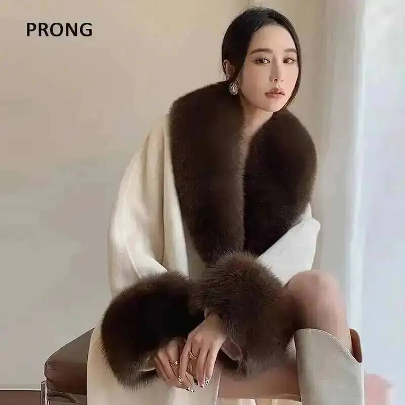 Shawl Wrap Winter - Женское зимнее пальто, куртка, меховой шарф,