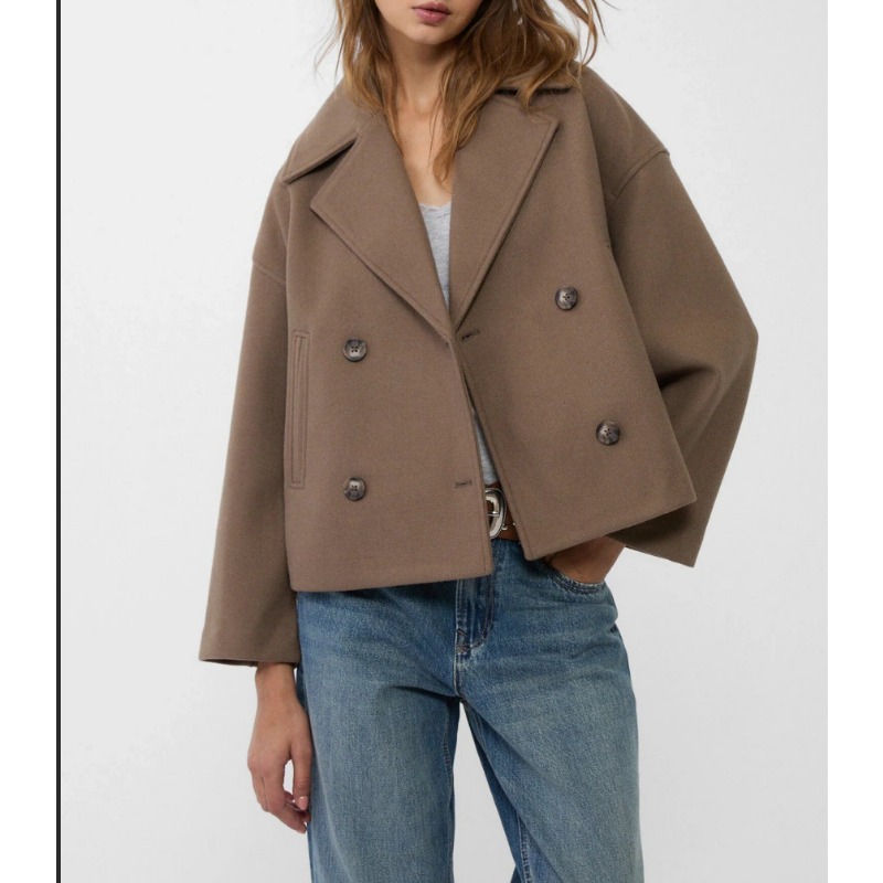 Женский короткий двубортный ше – обзор и цена Wool Coat Peacoat